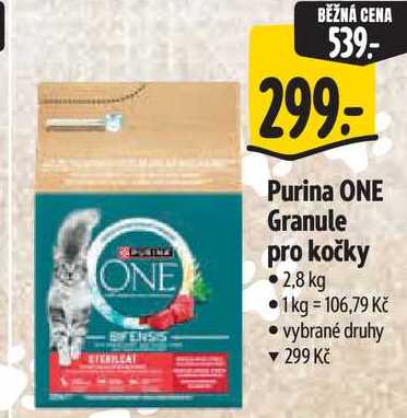 Purina ONE Granule pro kočky, 2,8 kg