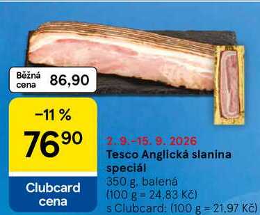 Tesco Anglická slanina speciál, 350 g, balená
