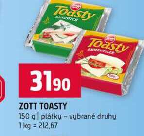 ZOTT TOASTY Toasty 150 g plátky vybrané druhy