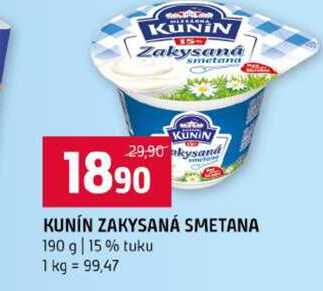 KUNÍN ZAKYSANÁ SMETANA 190 g 15% tuku