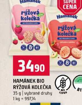 HAMÁNEK BIO RÝŽOVÁ KOLEČKA 35 g vybrané druhy