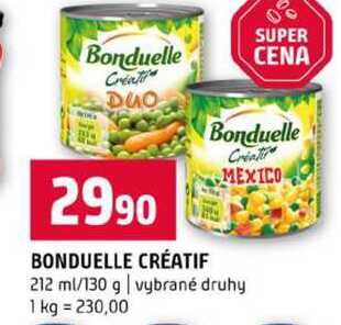 BONDUELLE CRÉATIF 212 ml/130 g vybrané druhy 