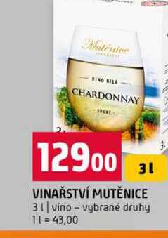 VINAŘSTVÍ MUTĚNICE 3l vino vybrané druhy 