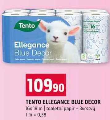 TENTO ELLEGANCE BLUE DECOR 16x 18 m toaletní papír 3vrstvý