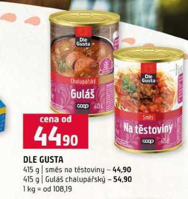 DLE GUSTA 415 g směs na těstoviny 415 g Guláš chalupářský
