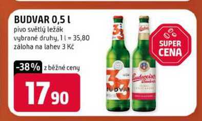 BUDVAR 0,5l pivo světlý ležák vybrané druhy