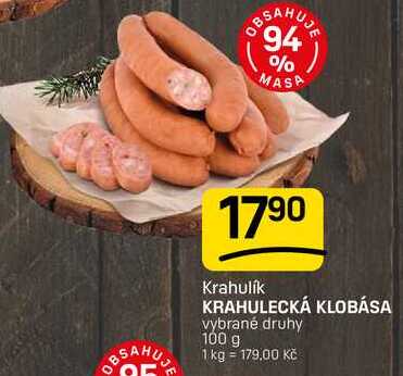 KRAHULECKÁ KLOBÁSA vybrané druhy 100 g