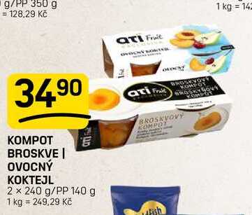KOMPOT BROSKVE | OVOCNÝ KOKTEJL 2 x 240 g/PP 140 g