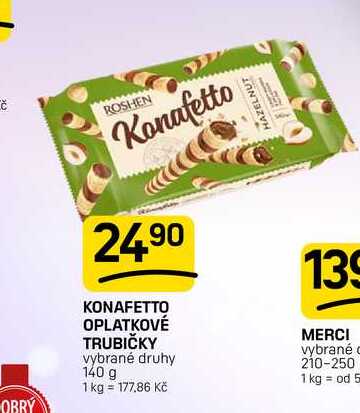 KONAFETTO OPLATKOVÉ TRUBIČKY vybrané druhy 140 g 
