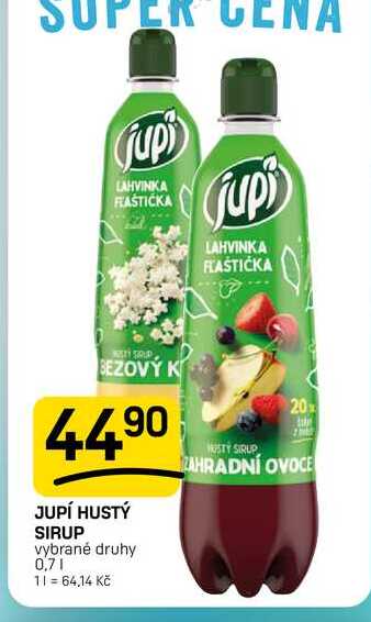 JUPÍ HUSTÝ SIRUP vybrané druhy 0,7l