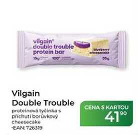 Vilgain Double Trouble proteinová tyčinka s příchutí borůvkový cheesecake 