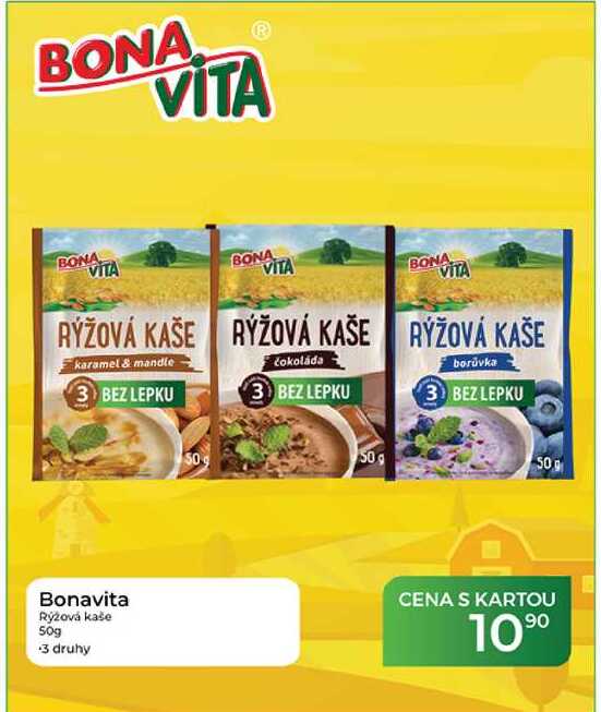 Bonavita Rýžová kaše 50g -3 druhy