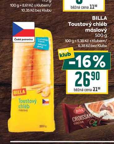 BILLA Toustový chléb máslový 500 g