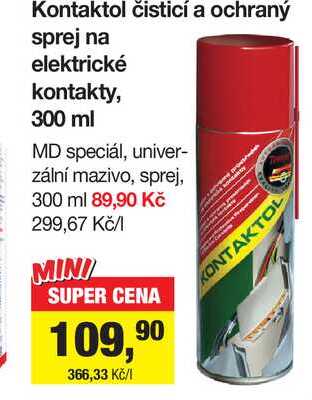 Kontaktol čisticí a ochrany sprej na elektrické kontakty, 300 ml