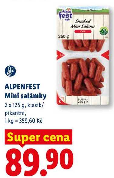 ALPENFEST Mini salámky, 2x 125 g