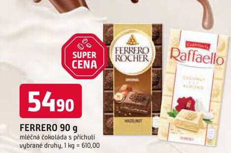 FERRERO 90 g mléčná čokoláda s příchutí vybrané druhy