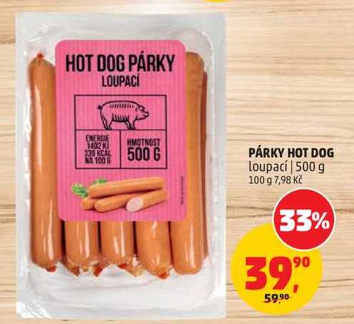 PÁRKY HOT DOG loupací, 500 g