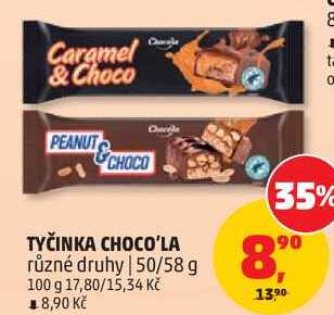 TYČINKA CHOCO'LA různé druhy, 50/58 g