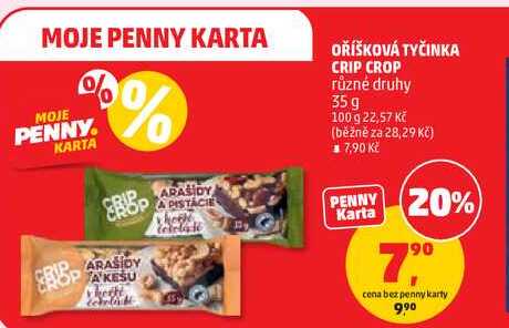 OŘÍŠKOVÁ TYČINKA CRIP CROP různé druhy, 35 g