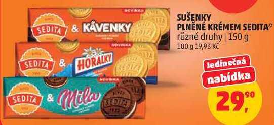 SUŠENKY PLNĚNÉ KRÉMEM SEDITA různé druhy, 150 g