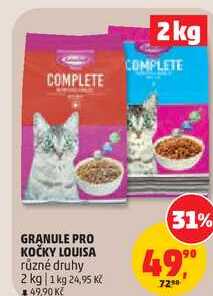 GRANULE PRO KOČKY LOUISA různé druhy, 2 kg 