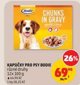 KAPSIČKY PRO PSY BODIE různé druhy, 12x 100 g