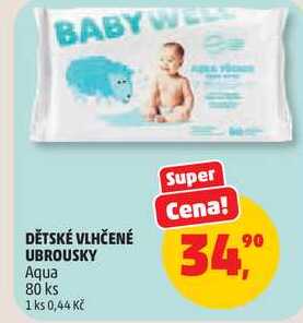 DĚTSKÉ VLHČENÉ UBROUSKY Aqua, 80 ks 