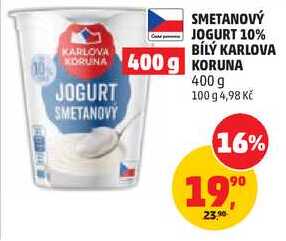 SMETANOVÝ JOGURT 10% BÍLÝ KARLOVA, 400 g
