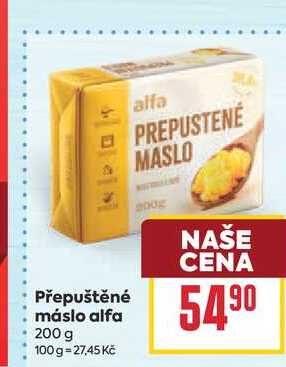Přepuštěné máslo alfa 200 g 