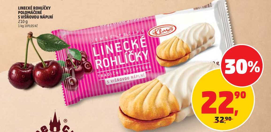LINECKÉ ROHLÍČKY POLOMÁČENÉ S VIŠŇOVOU NÁPLNÍ, 210 g
