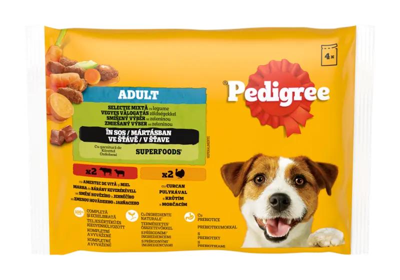 Pedigree Kapsičky Adult smíšený výběr se zeleninou ve šťávě 4x 100 g, 400 g
