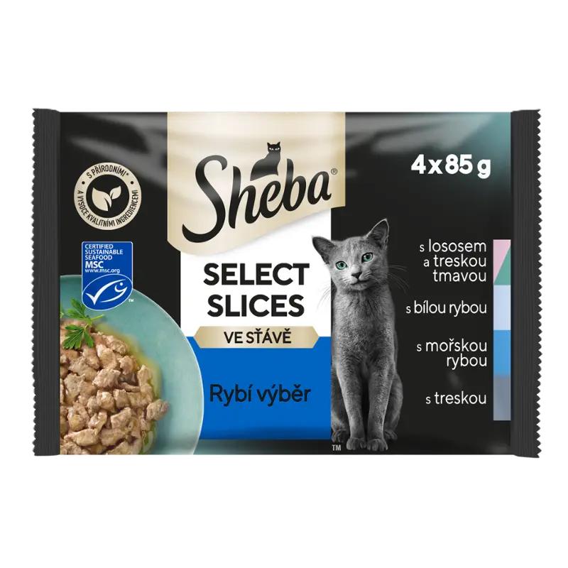 Sheba Select Slices rybí výběr ve šťávě 4x 85 g, 340 g