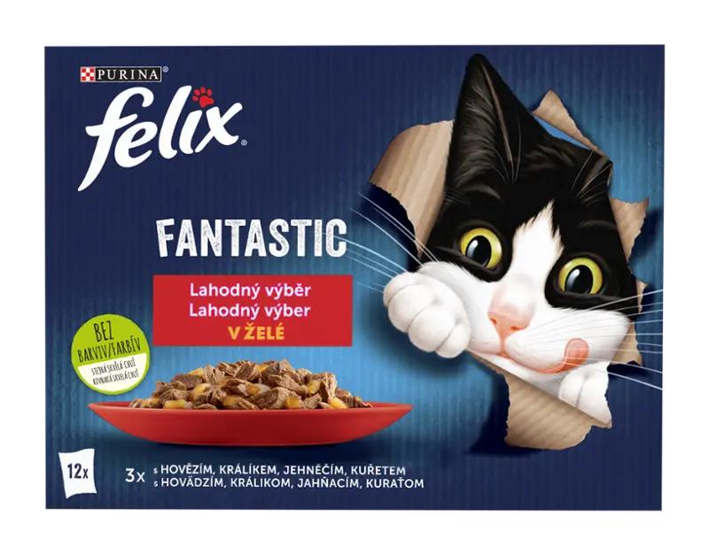 Felix Kapsička pro kočky Fantastic lahodný výběr s kuřetem, s hovězím, s králíkem, s jehněčím multipack 12x 85 g, 1020 g
