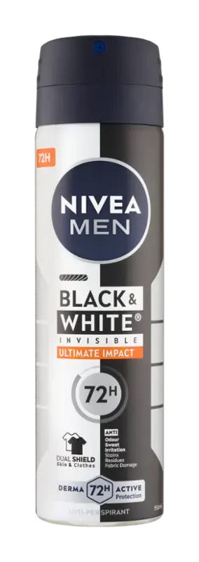 NIVEA Men Antiperspirant sprej pro muže Black & White Invisible Ultimate Impact, 150 ml