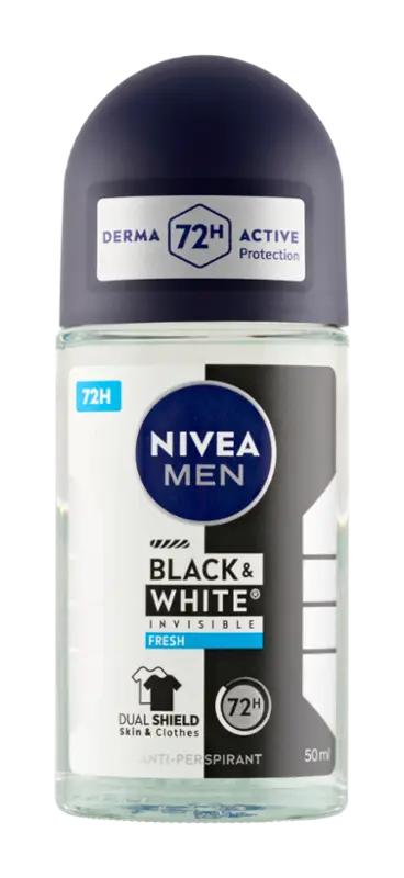 NIVEA Men Antiperspirant roll-on pro muže Black & White Invisible Fresh, 50 ml
