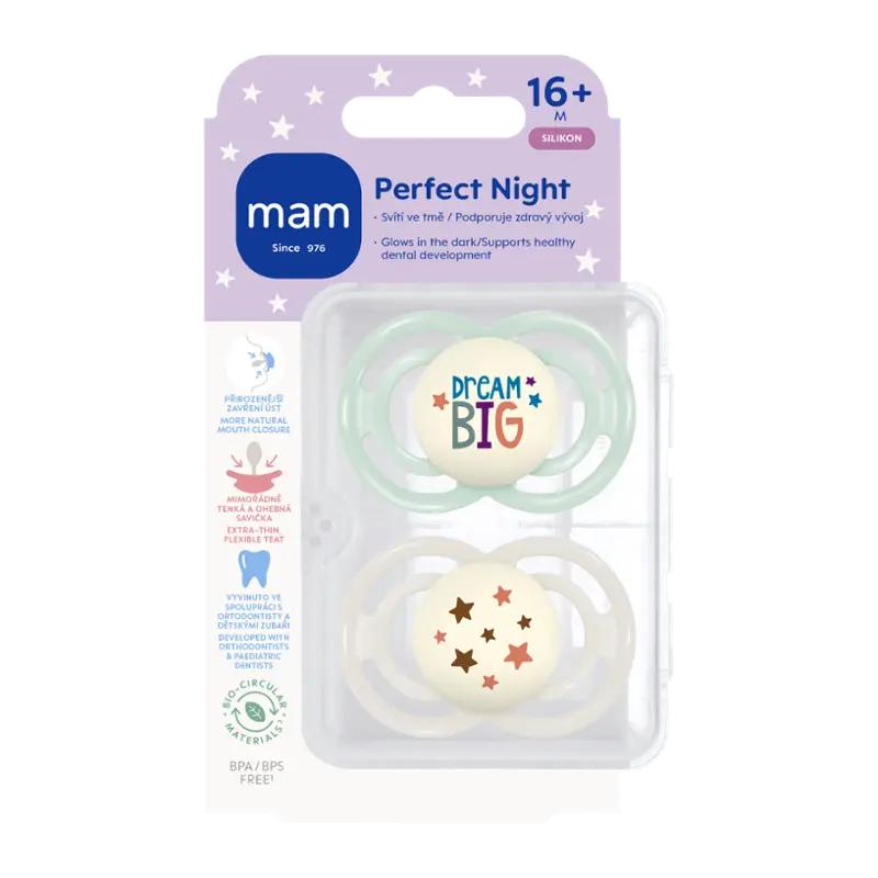 MAM Dudlík Perfect Night 16+ měs. mátový/šedý, 2 ks