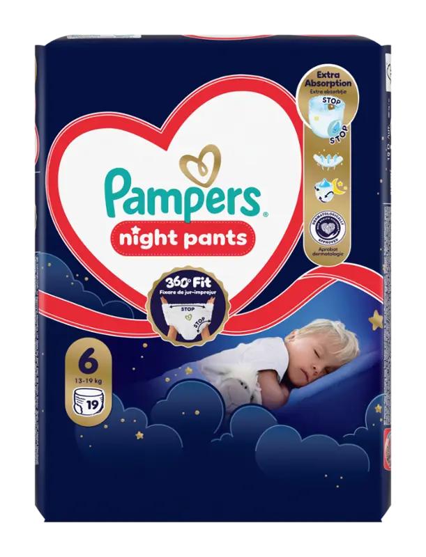 Pampers Plenkové kalhotky Night Pants, 15+ kg, vel. 6, 19 ks
