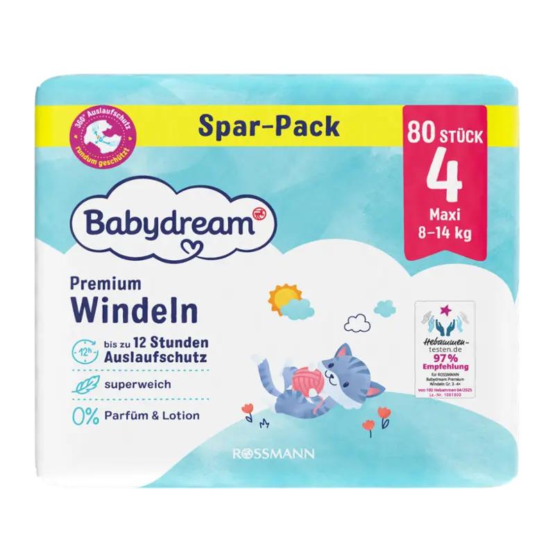 Babydream Pleny Premium Maxi, 8–14 kg, vel. 4, Jumbo-Pack, 80 ks