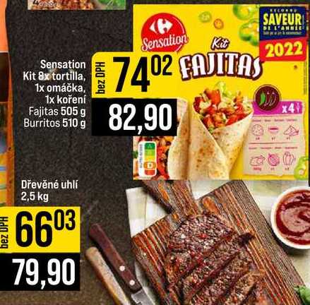 Sensation Kit 8x tortilla, 1x omáčka, 1x koření Fajitas 505 g Burritos 510 g 