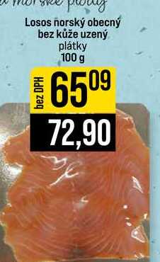 Losos norský obecný bez kůže uzený plátky 100 g