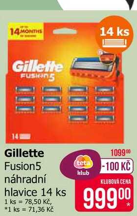 Gillette Fusion5 náhradní hlavice 14 ks