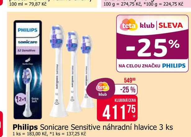 Philips Sonicare Sensitive náhradní hlavice 3 ks 