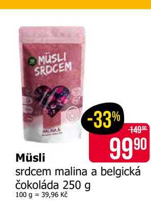MÜSLI srdcem malina a belgická čokoláda 250 g 
