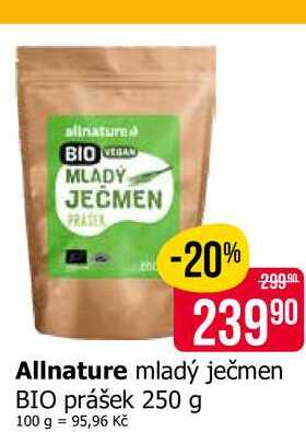 Allnature mladý ječmen BIO prášek 250 g
