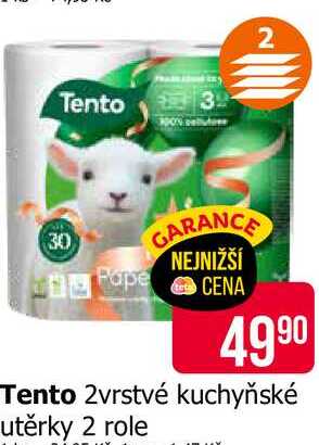 Tento 2vrstvé kuchyňské utěrky 2 role