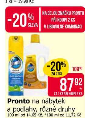 Pronto na nábytek a podlahy, různé druhy 