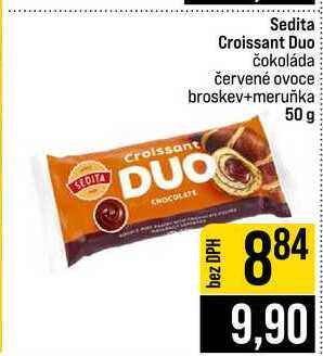 Sedita Croissant Duo čokoláda červené ovoce broskev+meruňka 50 g 