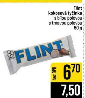 Flint kokosová tyčinka s bílou polevou s tmavou polevou 50 g