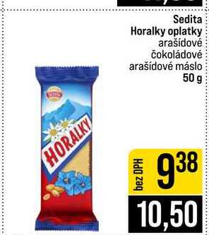 Sedita Horalky oplatky arašídové čokoládové arašídové máslo 50 g