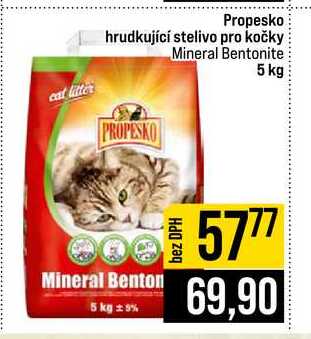 Propesko hrudkující stelivo pro kočky Mineral Bentonite 5 kg 